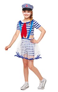 Fantasia Marinheira Infantil Menina Carnaval Roupa com Quepe