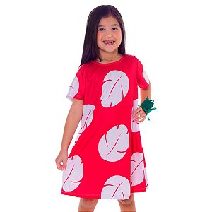 Fantasia Lilo do Stitch Infantil Vestido Original Disney