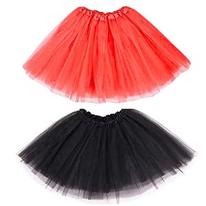 Saia Tule Preta ou Vermelha Halloween Carnaval Fantasia 40cm