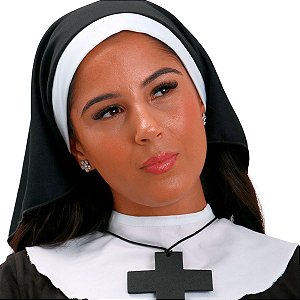 Fantasia Carnaval Freira Feminina Adulta Kit com 03 Peças