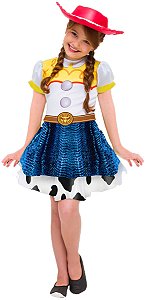 Fantasia Jessie Toy Story 4 Vestido Infantil Original Disney Roupa Com o Chapéu da Vaqueira Jessie
