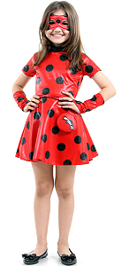 Fantasia Ladybug Infantil Vestido Original Miraculous + Máscara Bolsinha e Luvas Marca Sulamericana