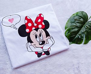 Tshirts feminina poliéster - Minnie pensando