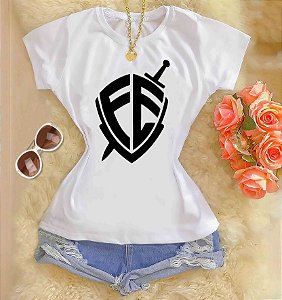 Tshirts feminina poliéster - Escudo da fé
