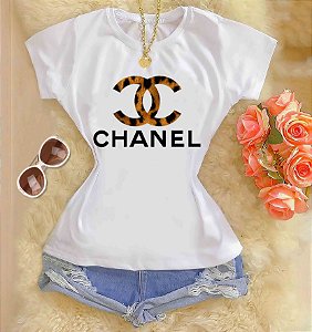 Tshirts feminina poliéster - C.H.A.N.E.L animal print (mc 32)