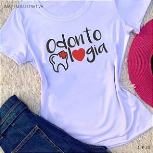 Tshirts feminina poliéster - Odontologia Coração