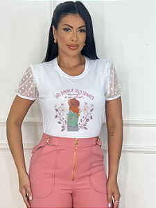 Tshirts de Luxo Feminina Poliéster - Não diminua seus sonhos, diminua seus medos