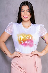 Tshirts de Luxo Feminina Poliéster - Deus disse nunca o deixarei.