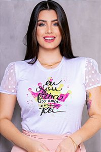 Tshirts de Luxo Feminina Poliéster -  Eu sou filha do único e verdadeiro rei.