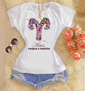 Tshirts feminina poliéster - Áries