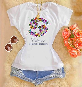 Tshirts feminina poliéster - Câncer