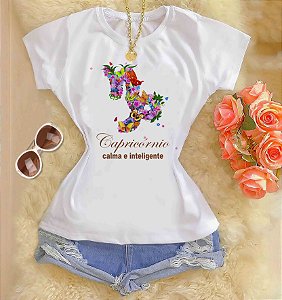 Tshirts feminina poliéster - Capricórnio