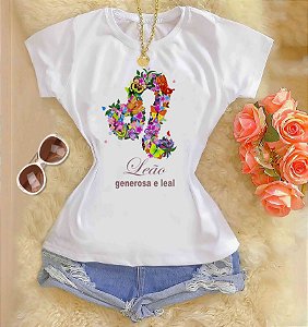 Tshirts feminina poliéster - Leão
