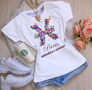 Tshirts feminina poliéster - Peixes