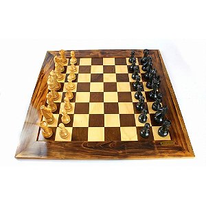 Jogo Xadrez Tabuleiro Madeira Luxo Dobrável Chess 24x24