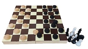 Jogo de xadrez madeira maciça tabuleiro estojo marchetado rei 08 cm