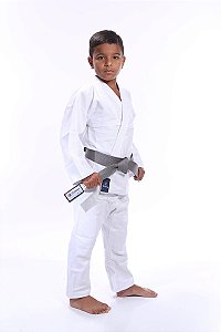 KIMONO JIU JITSU E JUDÔ COMBATE INFANTIL BRANCO COM FAIXA BRANCA TORAH