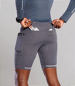 Bermuda de Compressão 06 Bolsos WYR Masculina Cinza Snugg