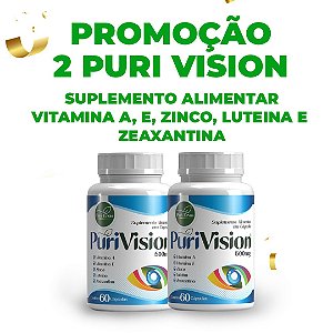 Promoção 2 Potes Puri Vision 60 Cápsulas Suplemento Alimentar Luteina e Zeaxantina