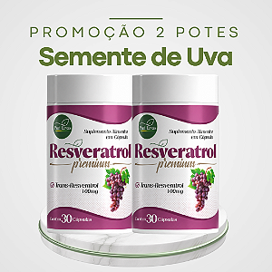 Promoção 2 Potes Semente de Uva – Resveratrol: melhora a circulação, controla o colesterol LDL e o Diabetes