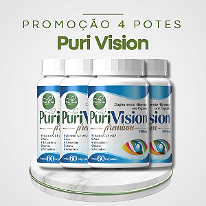 Promoção 4 Potes Puri Vision – Fórmula Natural com Alta Concentração de Luteína, Zeaxantina e Astaxantina para Potencializar a Saúde dos Olhos