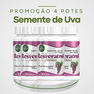 Promoção 4 Potes Semente de Uva – Resveratrol: melhora a circulação, controla o colesterol LDL e o Diabetes