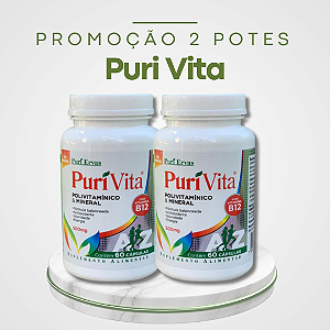 Promoção 2 Potes Puri Vita – Polivitamínico e Mineral que reforça a imunidade, proporcionando mais disposição e energia para o seu dia a dia.