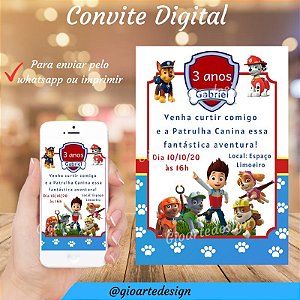 23 Convites Patrulha Canina GRÁTIS para editar e imprimir  Paw patrol  birthday invitations, Paw patrol birthday card, Paw patrol birthday party