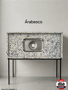 Pia de Cozinha Granito Bege Arabesco 120cm com Cuba