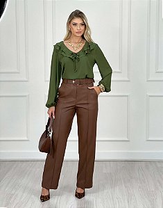 CALÇA RETA COURO