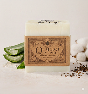 Sabonete em barra Terapêutico Quartzo Verde - Aloe Vera com essência de Algodão