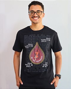 Camiseta Convencional Gota do Sangue de Jesus Preta