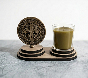 Kit Devoção São Bento com Vela de Cera de Abelha