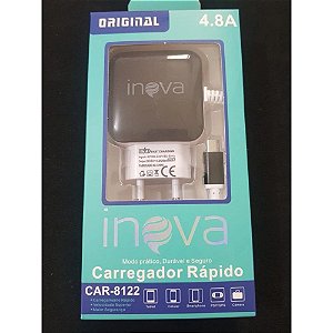 Carregador Turbo Carga Rápida 4.8a Original Inova Car8122