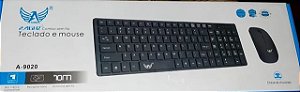 Teclado E Mouse Combo Sem Fio 2.4ghz A-9020