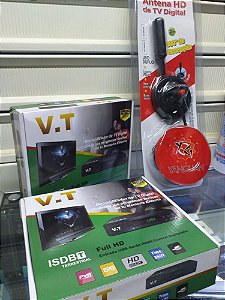Conversor Digital  V.t.. KIT 1 Conversor +  Antena Hd De Tv Digital Cabo 4.3 Mts De Alta Qualidade
