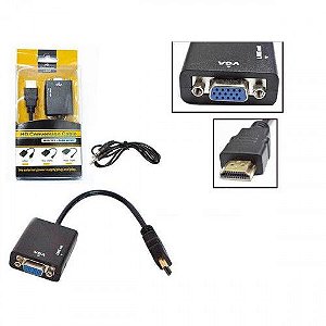Cabo Adaptador Conversor Hdmi Para Vga Com Saída P2 De Áudio
