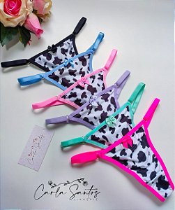 Calcinha fio regulagem microfibra - estampada