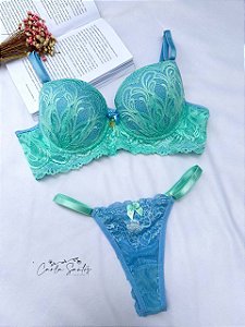 Conjunto Jade - Rosa BB + Verde - Carla Santos - As melhores lingeries