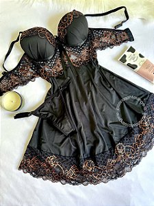 Camisola Microfibra - Preta e bronze