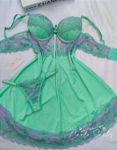 Camisola Microfibra - Verde e lilás