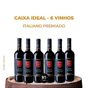 Caixa com 6 Vinhos Tinto Italiano Caparzo Sangiovese IGT Toscana 2021