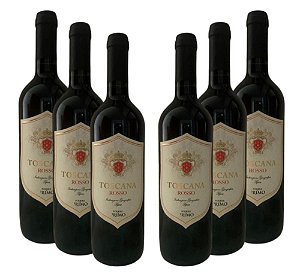Caixa com 6 Vinhos Tinto Italiano Rosso Toscana Podere Primo 2020