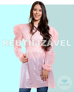 Avental PRINCESS em Plástico SOFT ROSA - Transparente - Impermeável - Reutilizável