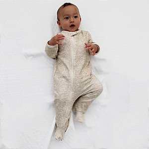 Macacão Bebe Unisex Moletinho Creme Tam RN - 1