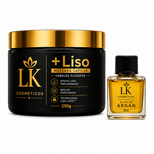 Máscara +Liso LK Cosméticos 250g | Efeito Liso Prolongado + Brinde Óleo de Argan 9ml
