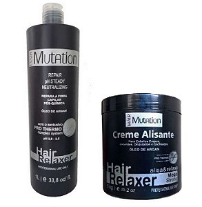 Creme Alisante 1kg + Shampoo Neutralizante Hair Mutation 1L
