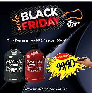 BLACK FRIDAY - 02 TINTA PERMANENTE PARA MARCADOR E KIT ESCRITA - 500ml - PRETA E VERMELHA