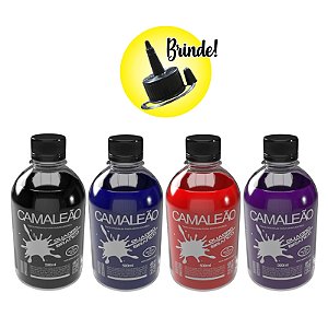 TINTA PREMIUM PARA RECARGA PINCEL MARCADOR DE QUADRO BRANCO - 04 FRASCO 500ML (PRETO/AZUL/VERMELHO/VIOLETA)