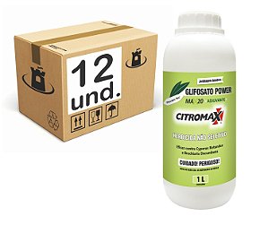 GLIFOSATO 1% MATA MATO HERBICIDA NÃO SELETIVO C/ ADJUVANTE CITROMAX - CX 12x1L